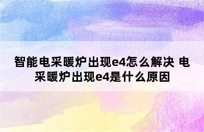 智能电采暖炉出现e4怎么解决 电采暖炉出现e4是什么原因